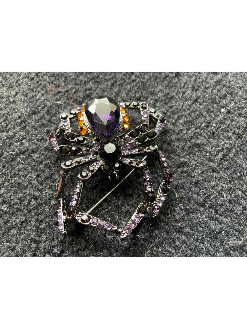 Rhinestone Spider Brooch / Pendant